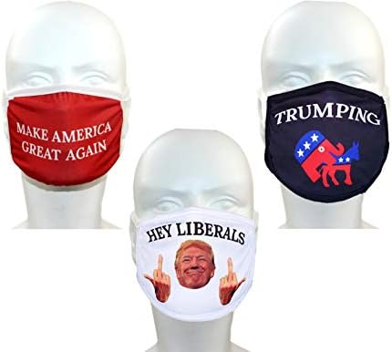 Bobblefingers Trump Face Mask Multi-Pack, ניתן לשטוף, נושם עם חריץ פילטר פחמן | MAGA 2020